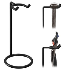 Linkidea stainless steel safety razor stand in black, front view, organized daily shaving storage