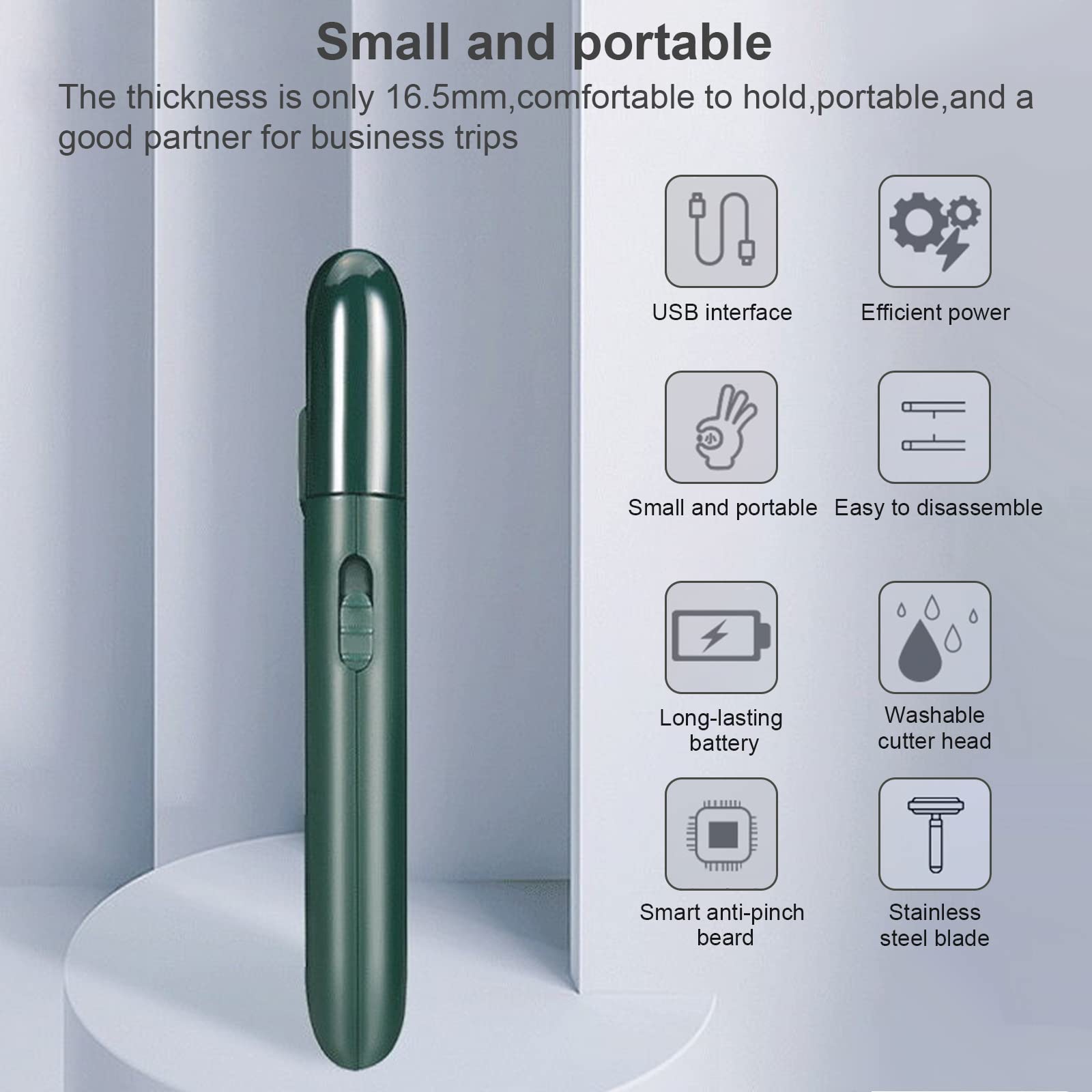 LinMei shaver with pop-up trimmer for precise sideburns while on the go.