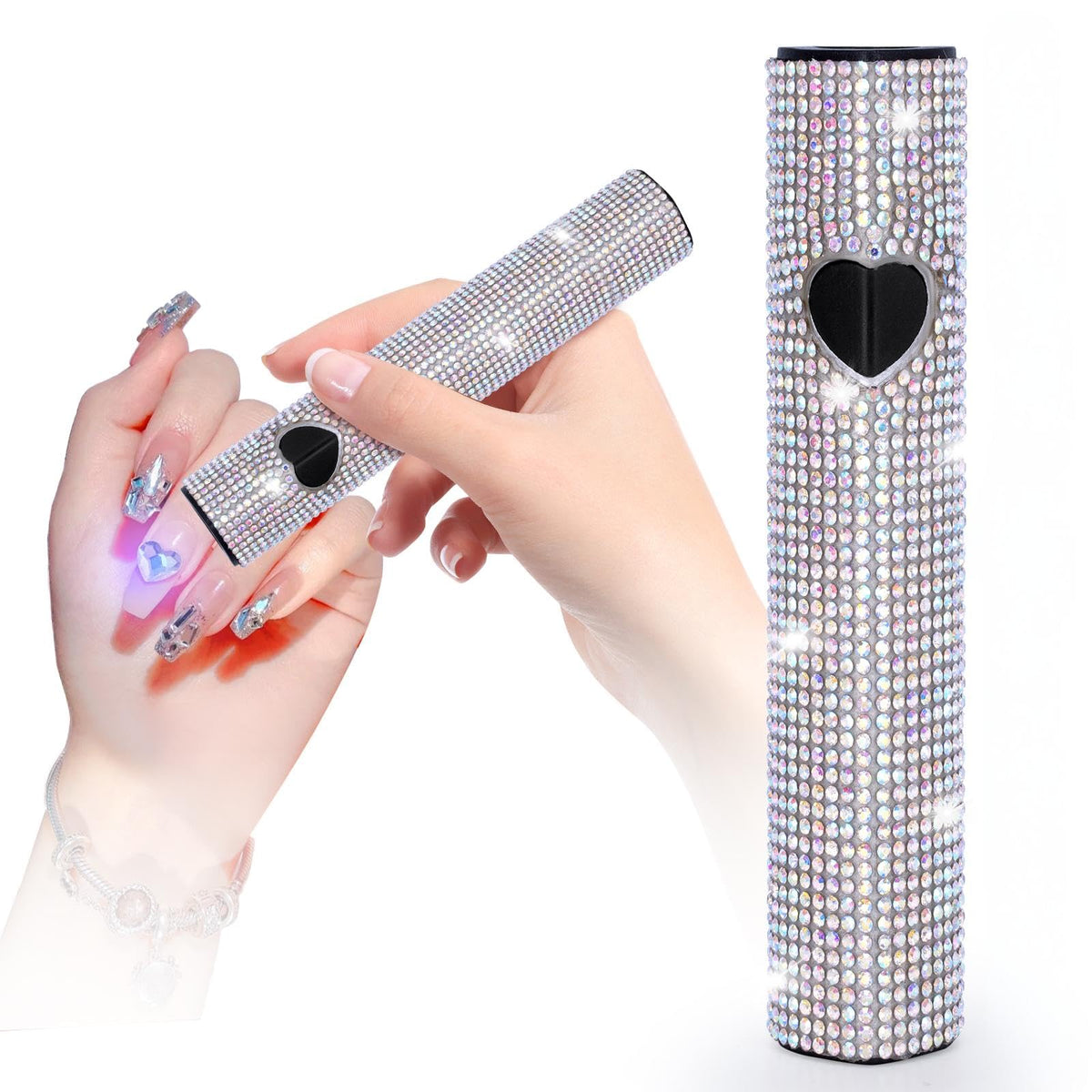 Linssy 10W handheld UV nail lamp front view for quick at-home gel curing.