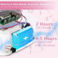 Linssy cordless nail lamp shows travel-friendly compact design for salon-quality nails on the go.