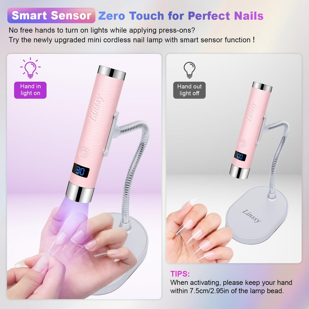 Linssy mini UV light with auto-sensor highlighting hands-free, hygienic curing