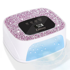 Linssy rechargeable nail lamp with auto-sensor front view enables quick gel cure at home.