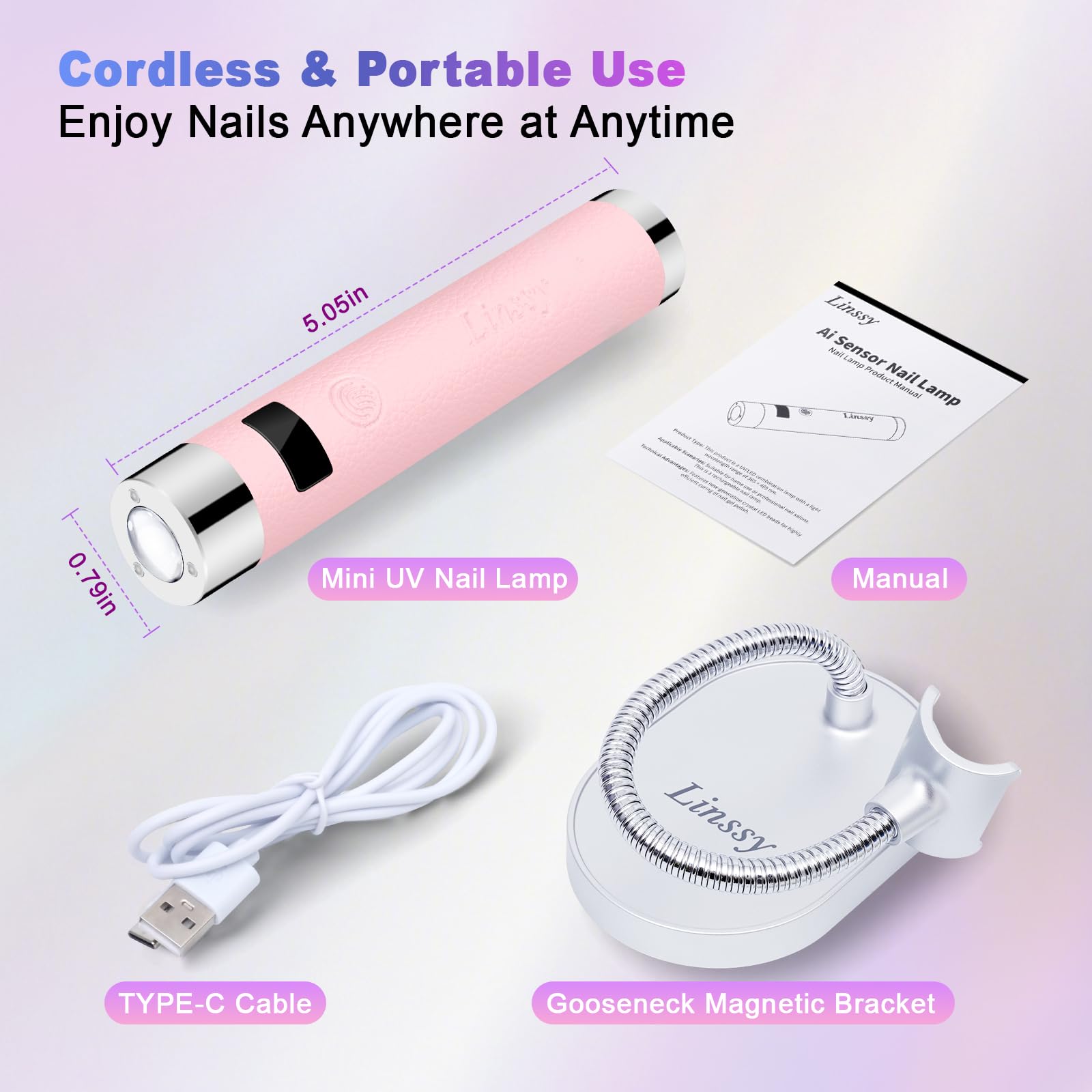 Linssy Type-C charging nail lamp ready for quick recharge