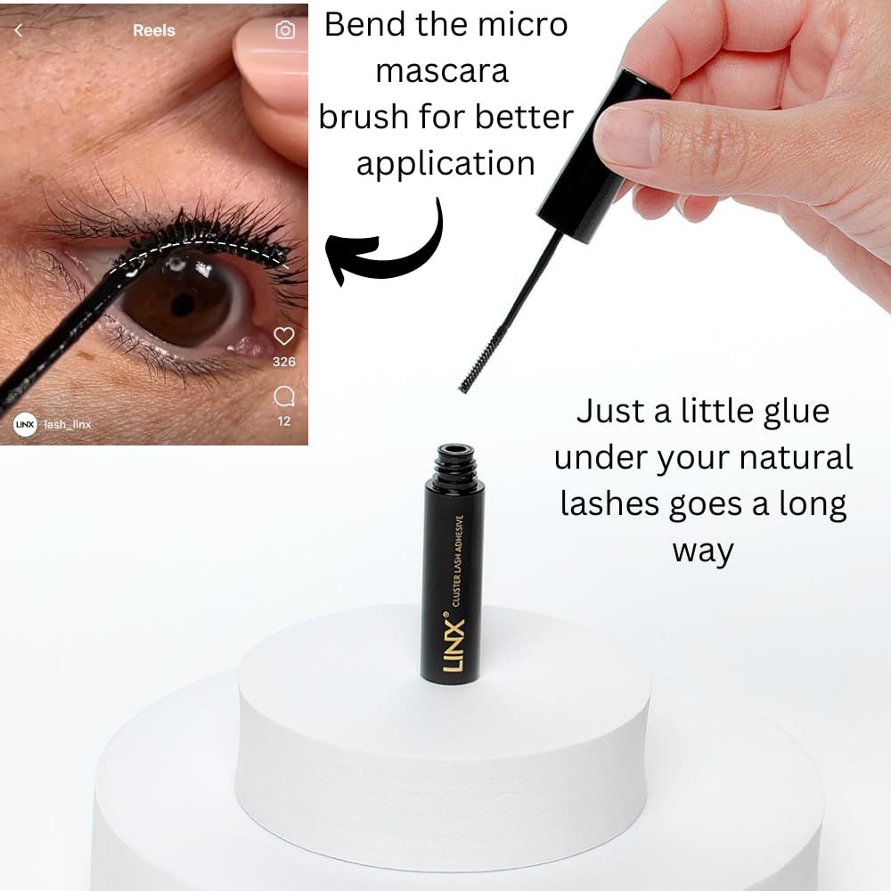 LINX lash glue dries black for a seamless, long-lasting finish.