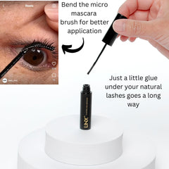 LINX lash glue dries black for a seamless, long-lasting finish.