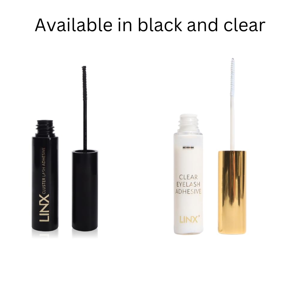 LINX lash glue image shows under-lash dab and spine hold for extra lift.