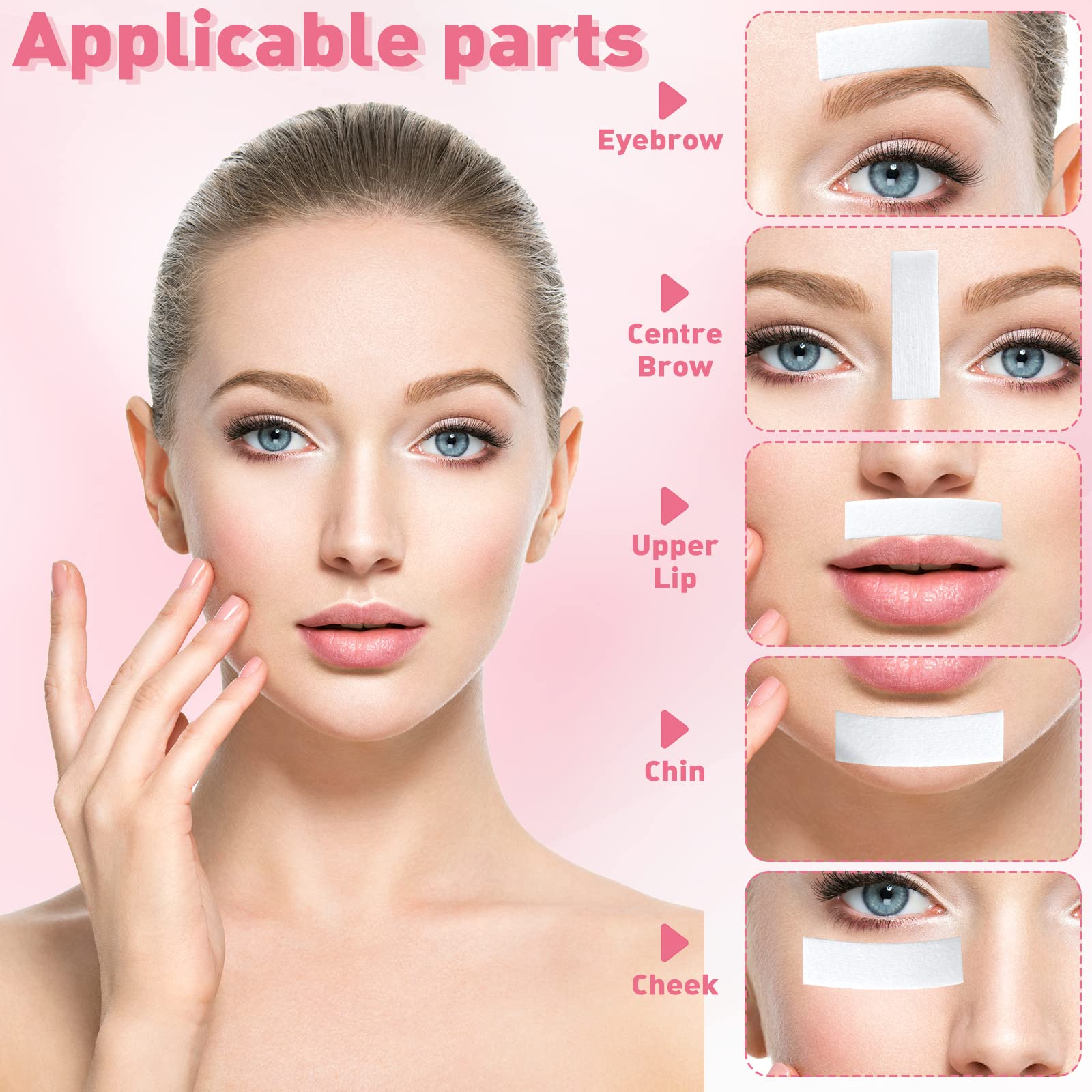 Linyuthia brow waxing in use; apply wax and peel for clean lines