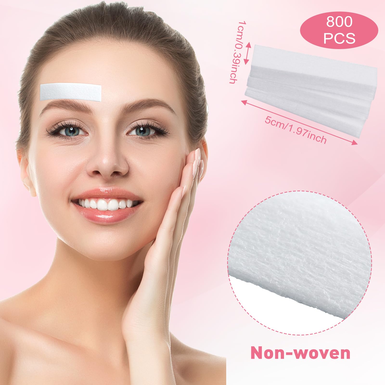 Linyuthia wax strips size close up; 5x1 cm for precise brow shaping