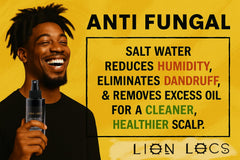 Lion Locs residue-free formula close-up showing clean, buildup-free dreadlocks.