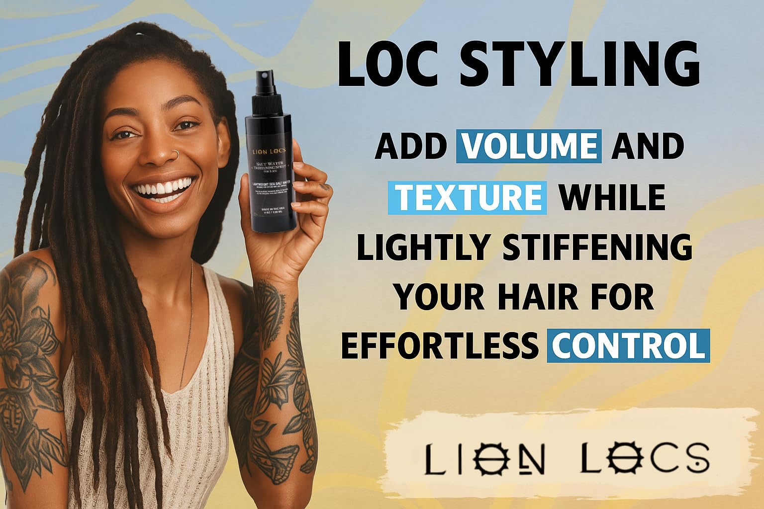 Lion Locs scalp hydration spray delivering moisture to the scalp.