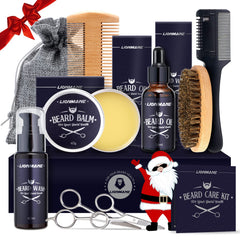 Lionmane beard care kit gift box showing premium grooming essentials for a tidy beard.
