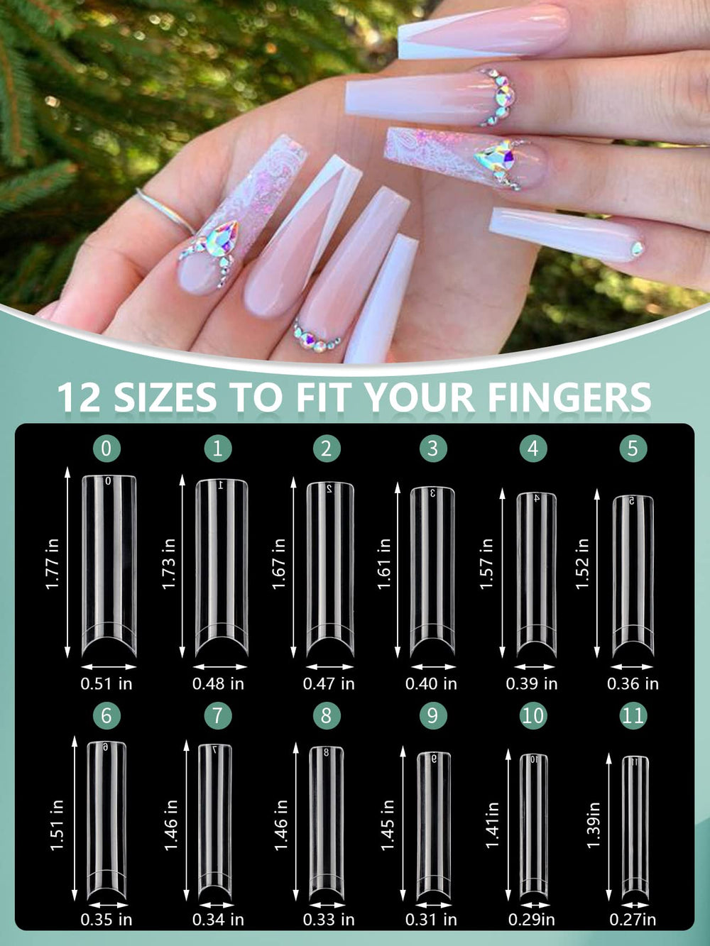 LIONVISION clear nail tips close-up shows smooth edges for comfortable wear.