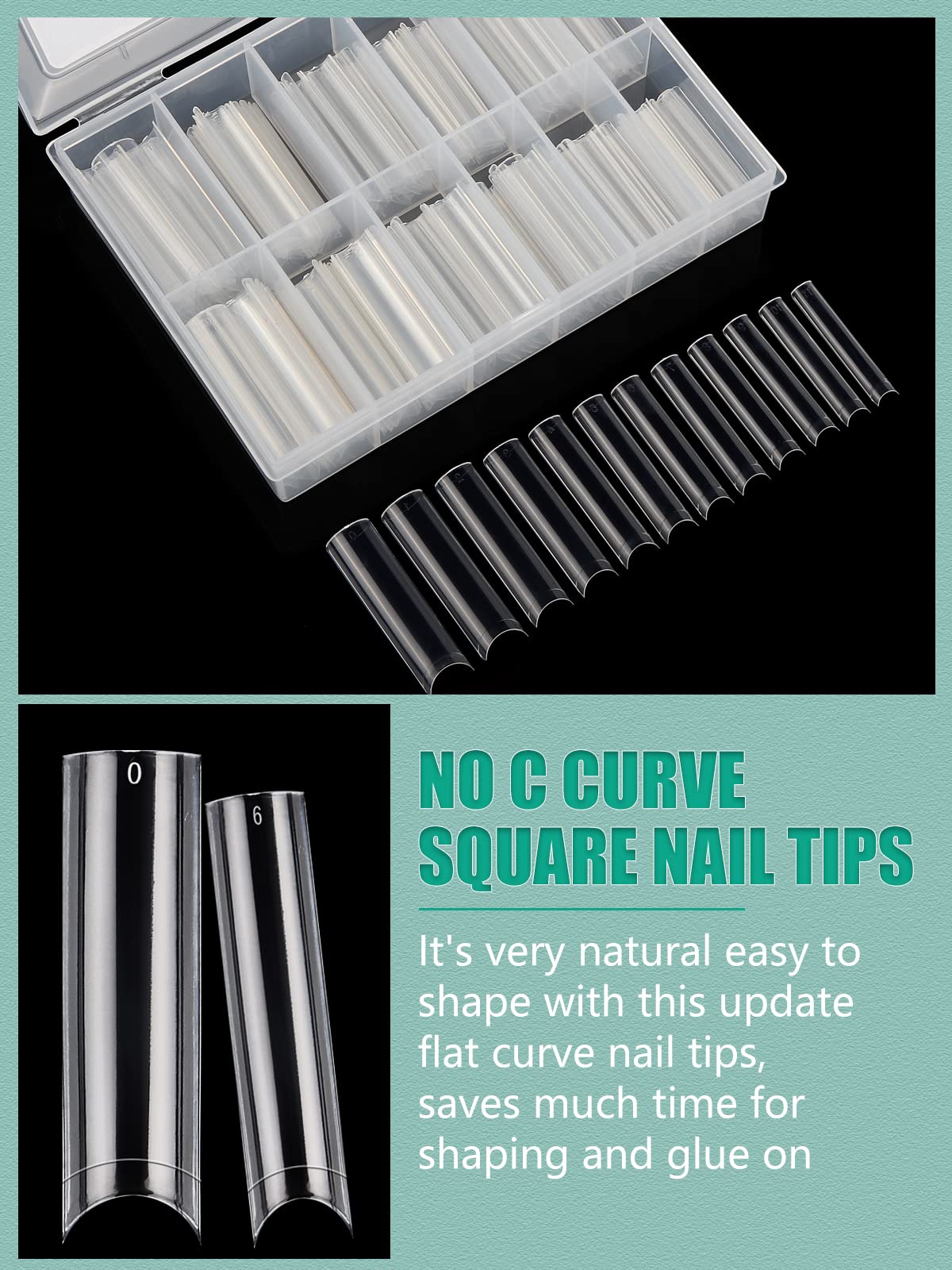LIONVISION coffin XL tips macro image highlights sturdy length for fashion-forward nail extensions.