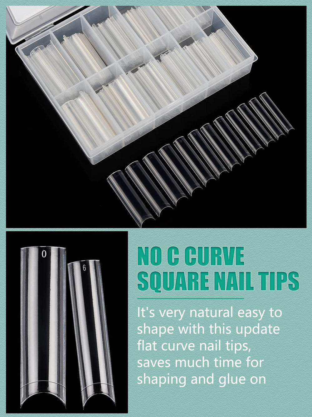 LIONVISION coffin XL tips macro image highlights sturdy length for fashion-forward nail extensions.