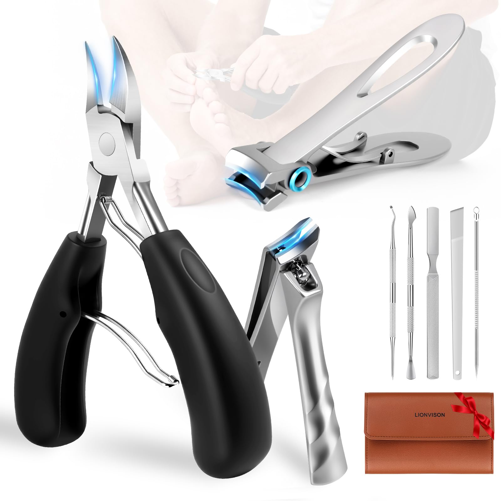 LIONVISON Ingrown Toenail Removal Kit heavy-duty clippers close-up for precise cuts.