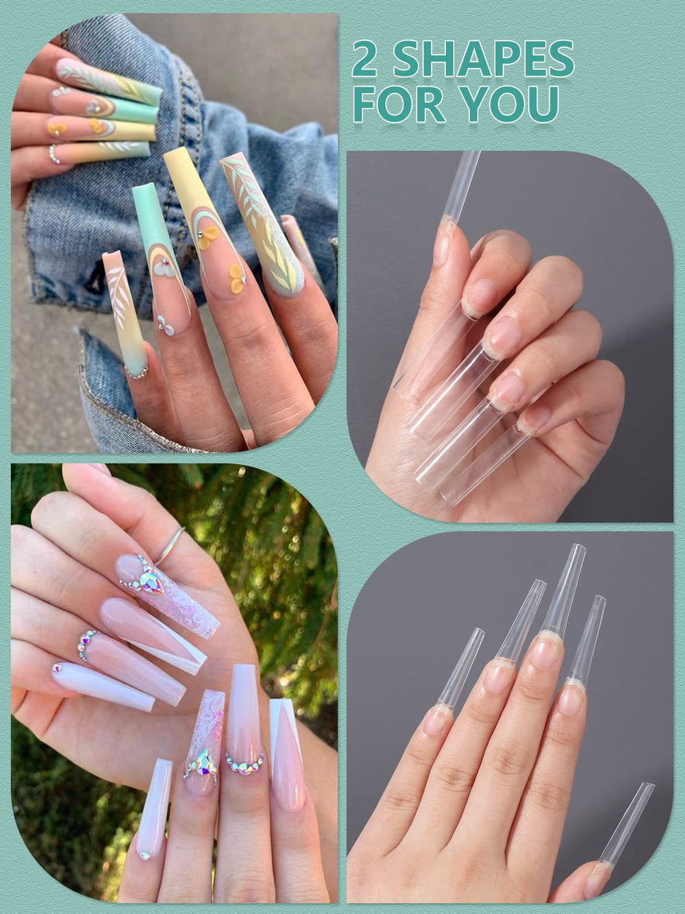 LIONVISION no-C curve square nail tips showcased for precise, nail-art friendly application.
