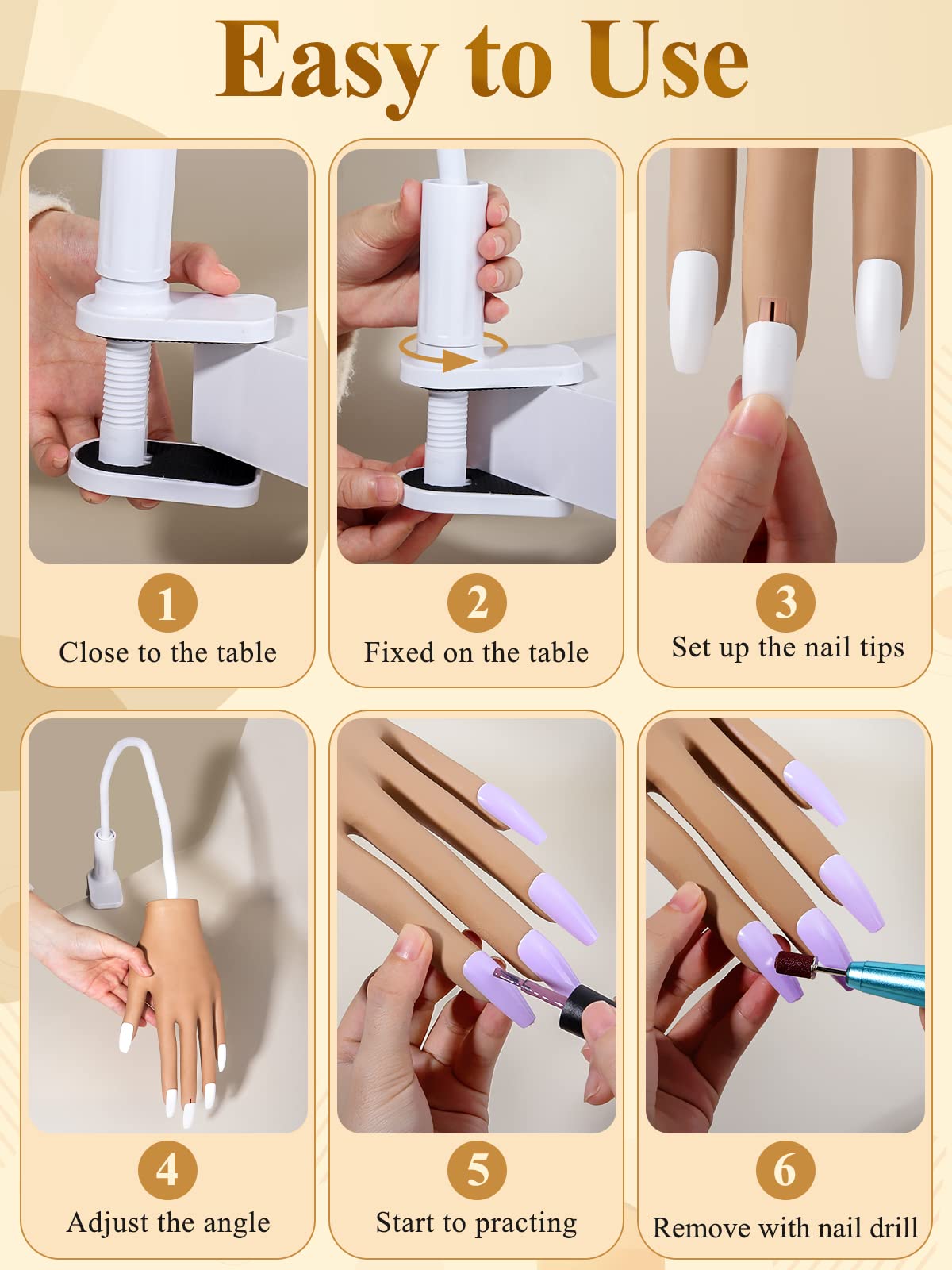 LIONVISION practice hand clamps to table for stable at-desk nail practice sessions