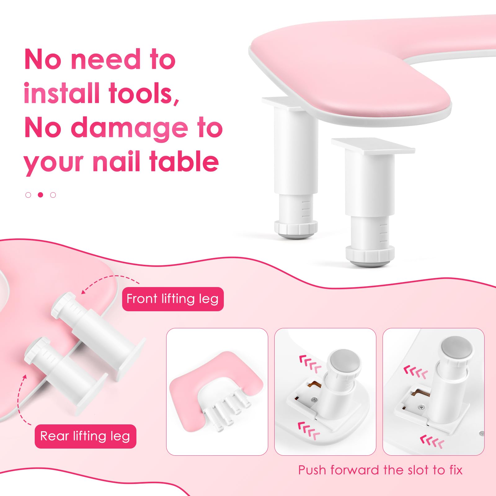 LIONVISON pink arm rest is detachable for easy storage and travel.