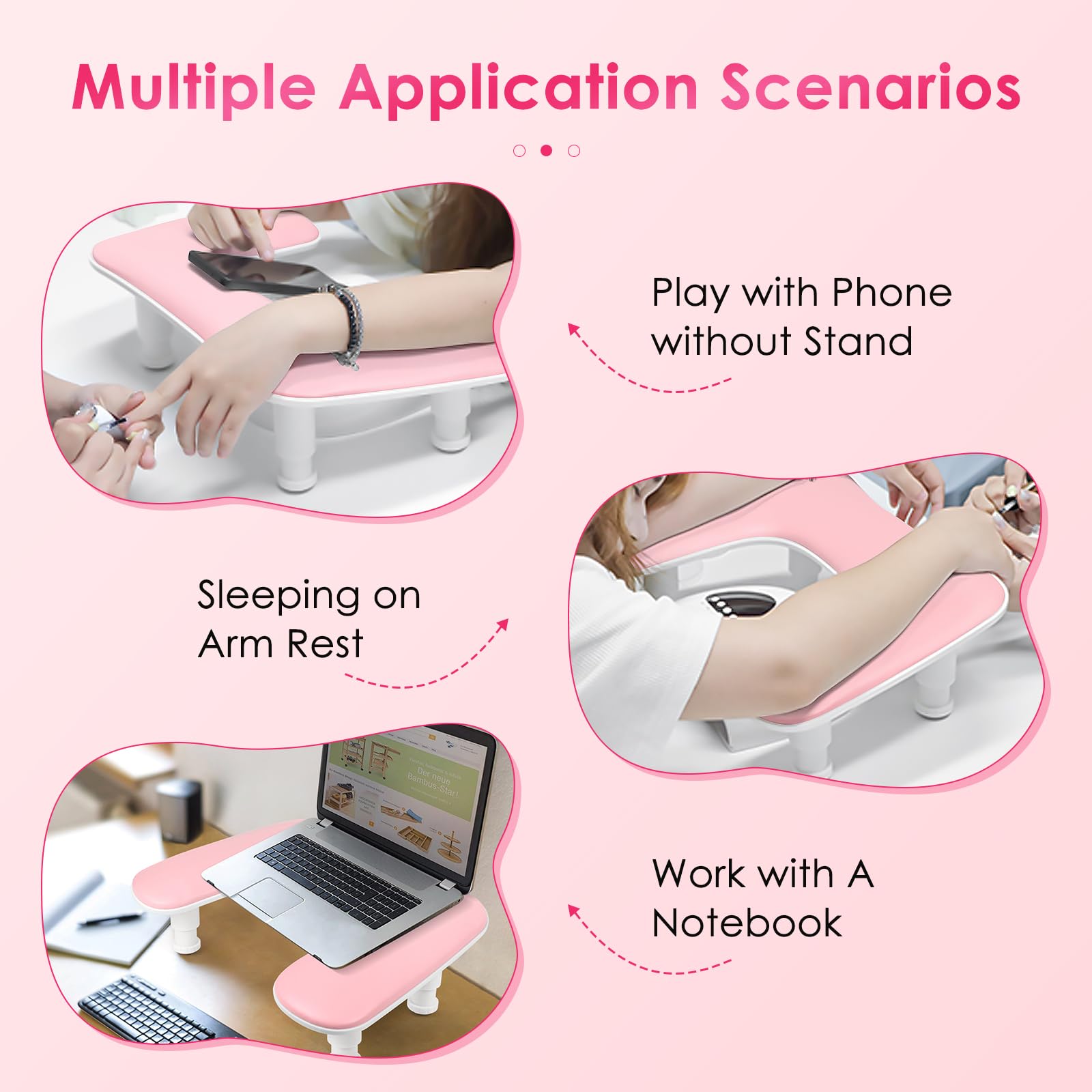 LIONVISON U-shaped arm rest fits most nail lamps while saving desk space.