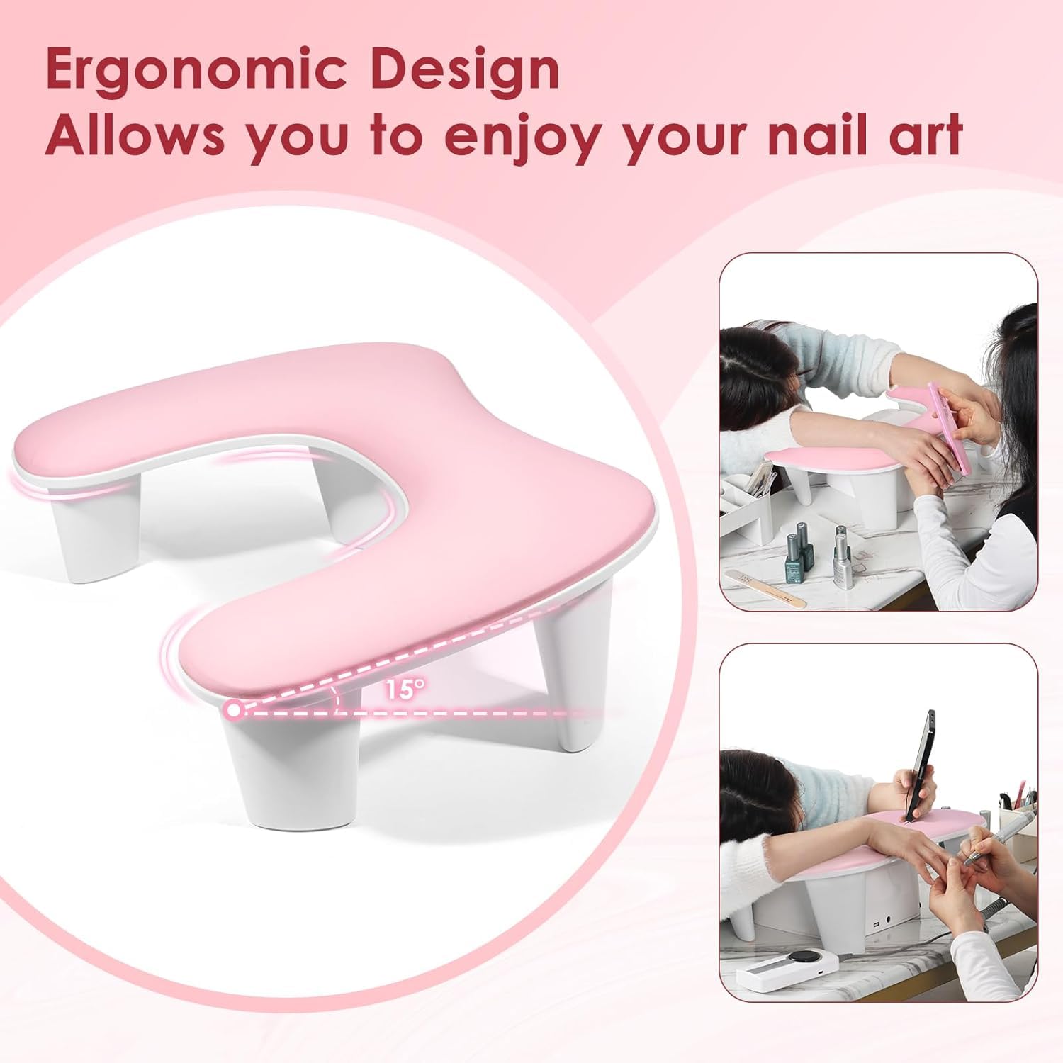 LIONVISON nail arm rest with non-slip silicone pads stays in place.