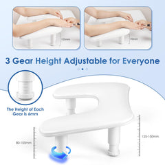 LIONVISON arm rest in white PU leather; easy to clean and durable for daily salon use
