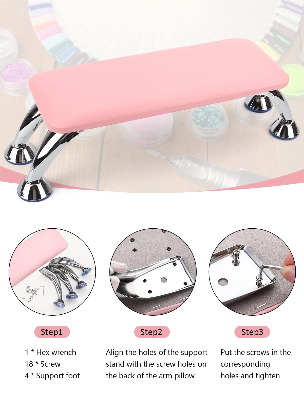 Lionvison portable nail arm rest design fits on desks for on-the-go use.