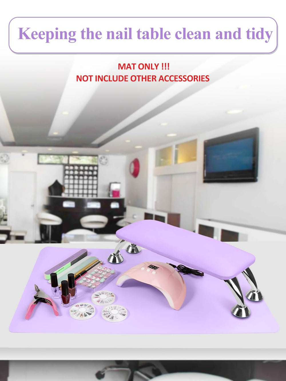 LIONVISON Nail Art Table Mat Purple, easy wipe-clean surface for quick tidying