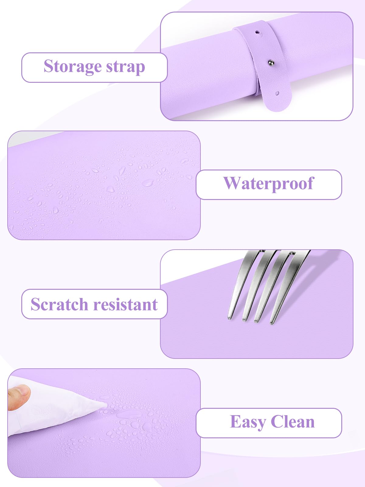 LIONVISON Nail Art Table Mat Purple, folded for compact storage and portability