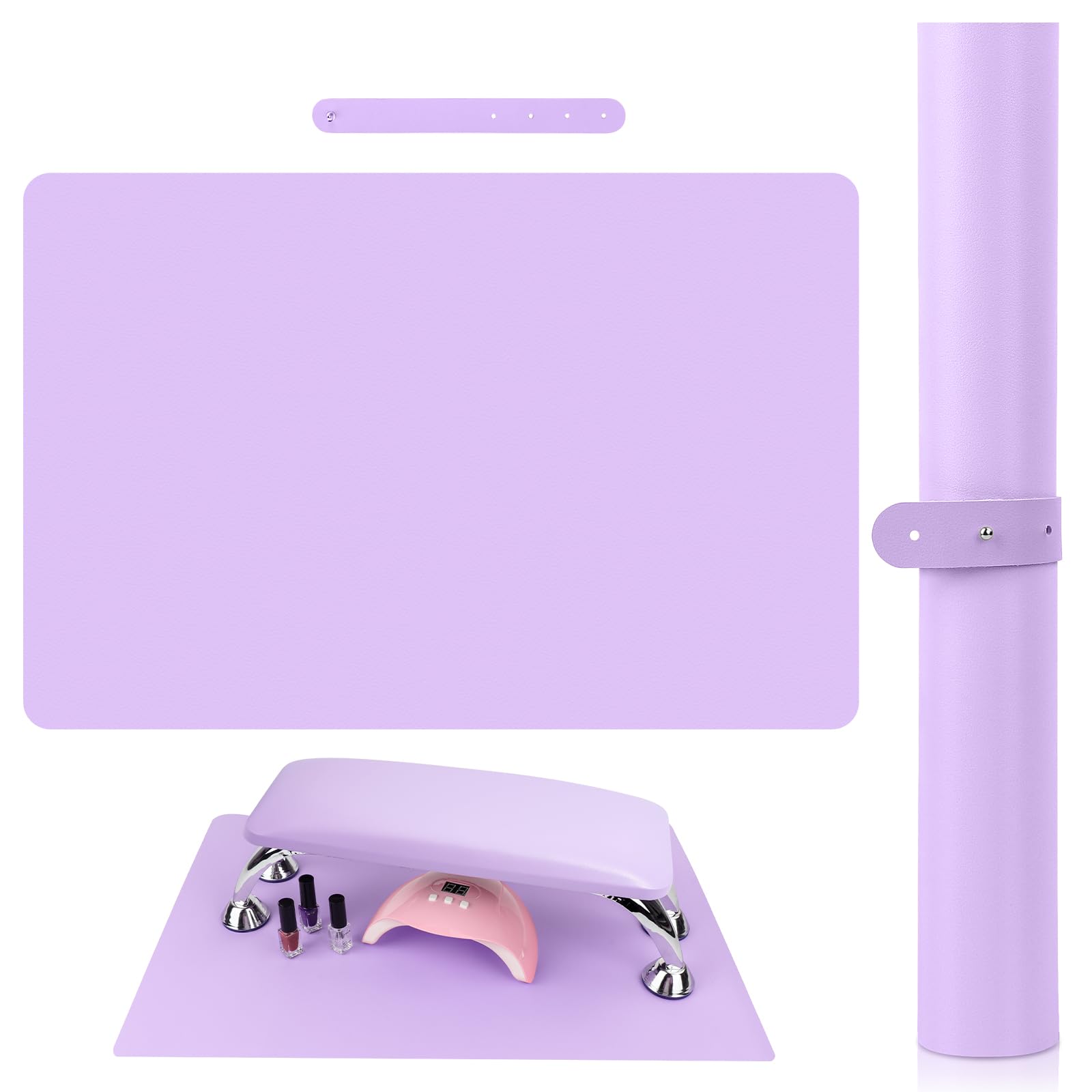 LIONVISON Nail Art Table Mat Purple with soft touch surface for clean manicures and protection