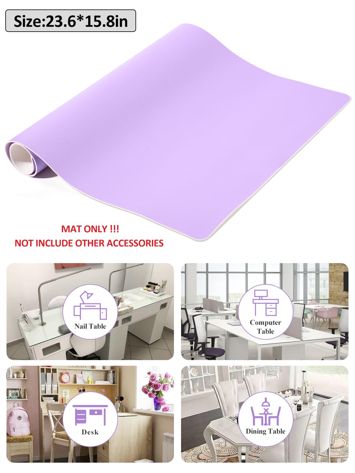LIONVISON Nail Art Table Mat Purple, rollup strap for easy transport and storage