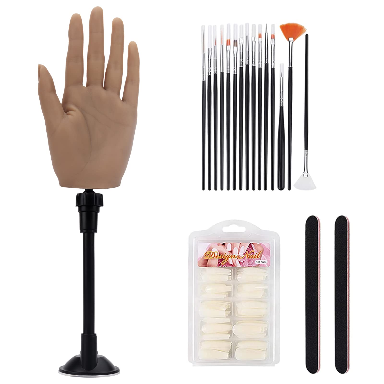 LIONVISON silicone practice hand with bracket stand for stable nail art practice