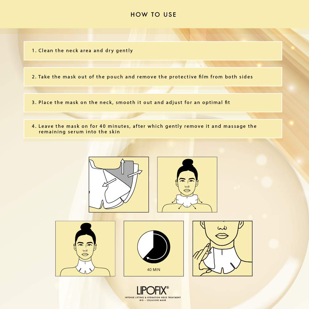 Lipofix Neck Mask home spa experience suggests convenient self-care routine.