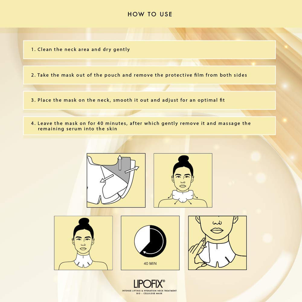 Lipofix Neck Mask home spa experience suggests convenient self-care routine.