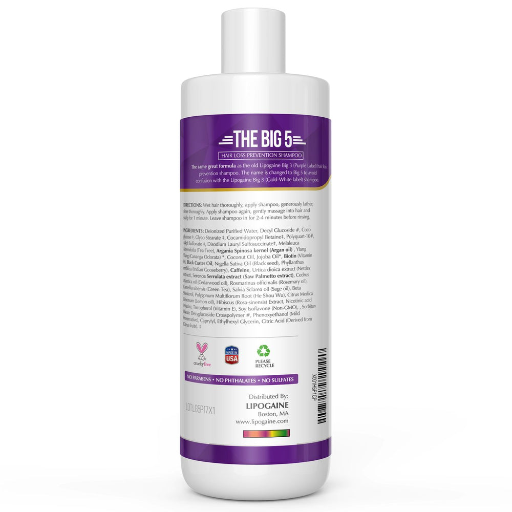 Lipogaine Big 5 with argan and castor oils nourishes strands.