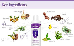 Lipogaine Big 5 ingredients bottle highlights biotin and caffeine for hair vitality.