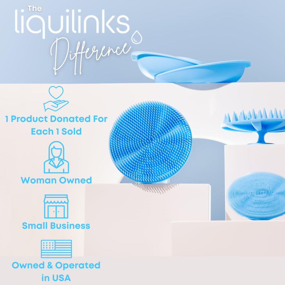 LiquiBands rinsed under faucet to illustrate easy-clean feature.