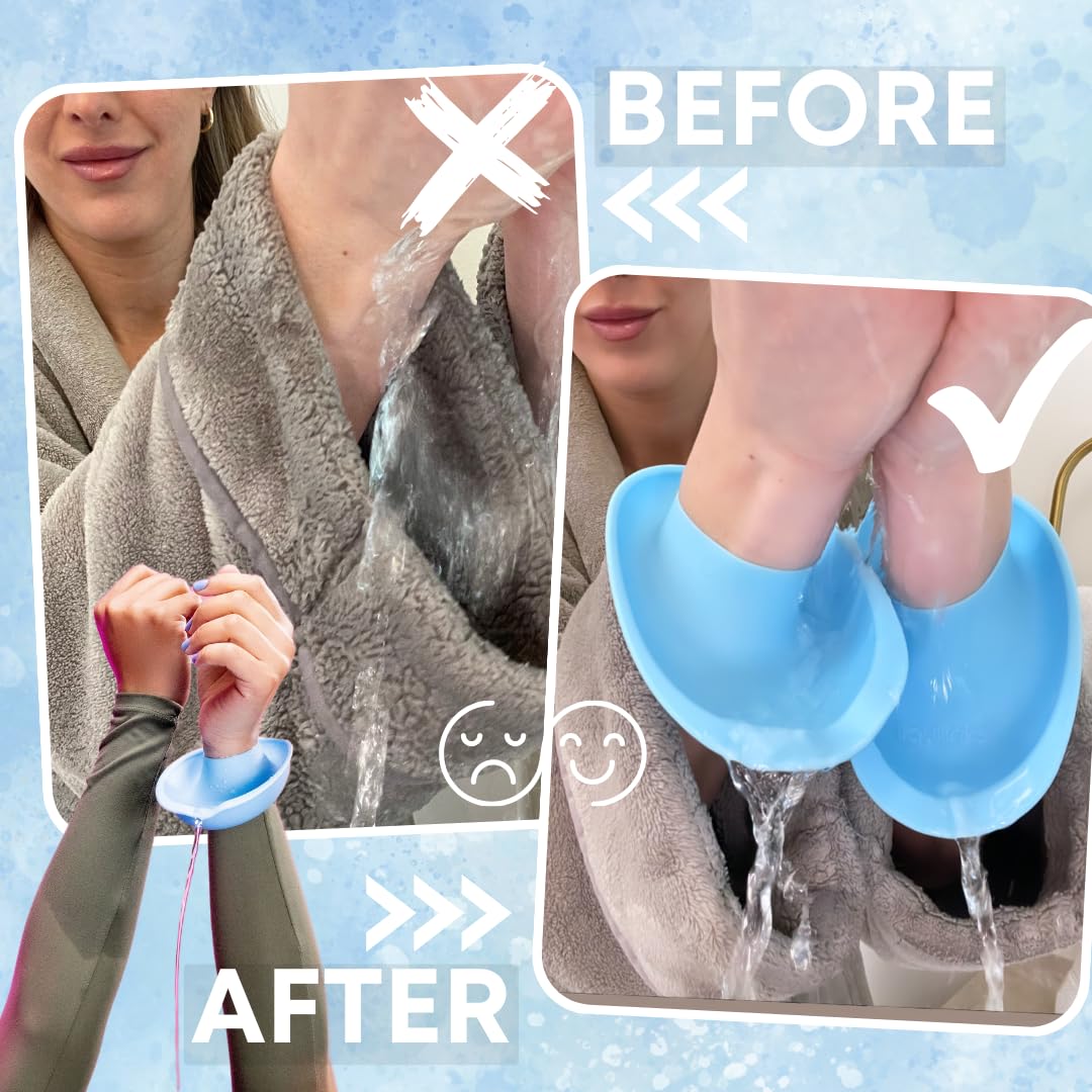 LiquiBands face wash routine setup highlights hands-free support during cleansing.