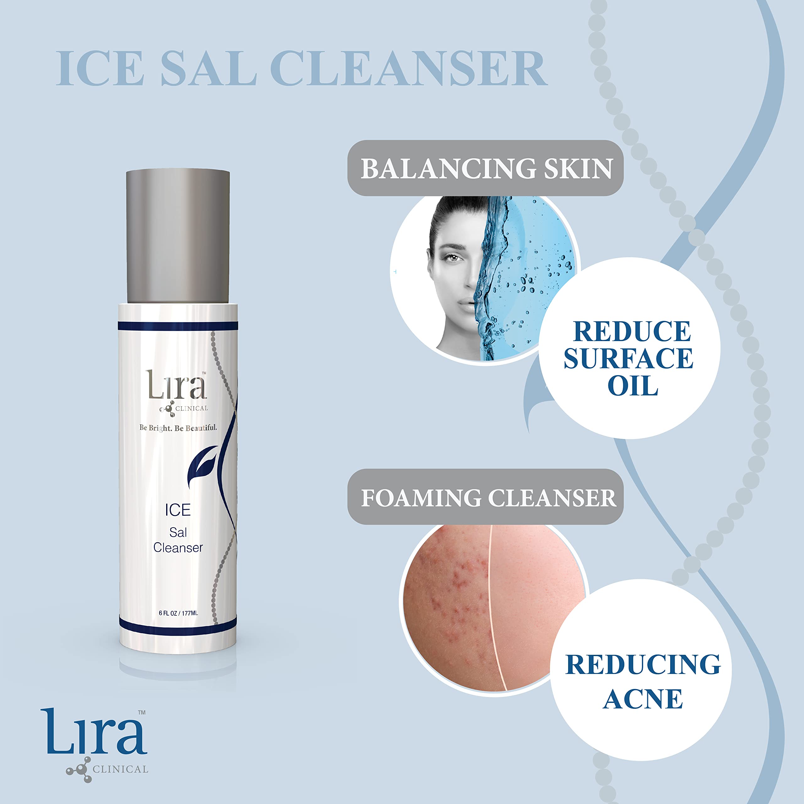 Lira Clinical ICE Sal Cleanser close-up reveals gentle, cooling texture.