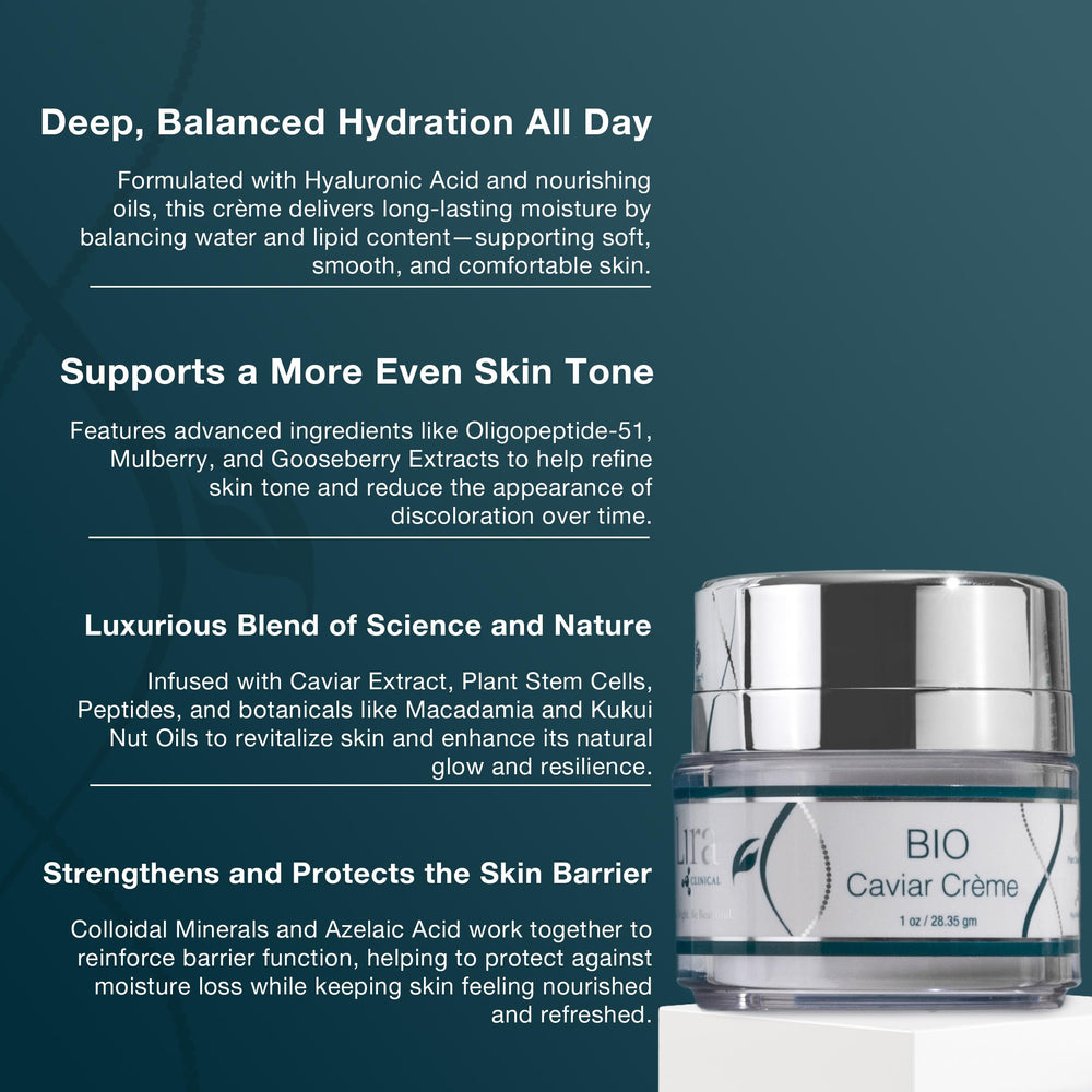 Lira Clinical BIO Caviar Creme night routine application demonstrates deep hydration overnight