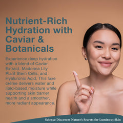 Lira Clinical BIO Caviar Creme texture swatch highlights luxurious smoothing for skin
