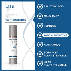Lira Clinical ICE Balancing Lotion packaging on shelf communicates lightweight balance