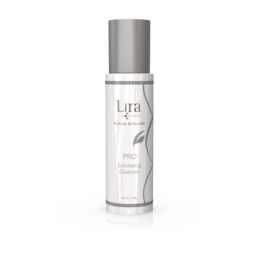 Lira Clinical PRO Exfoliating Cleanser bottle front with pearlescent finish for brighter skin.