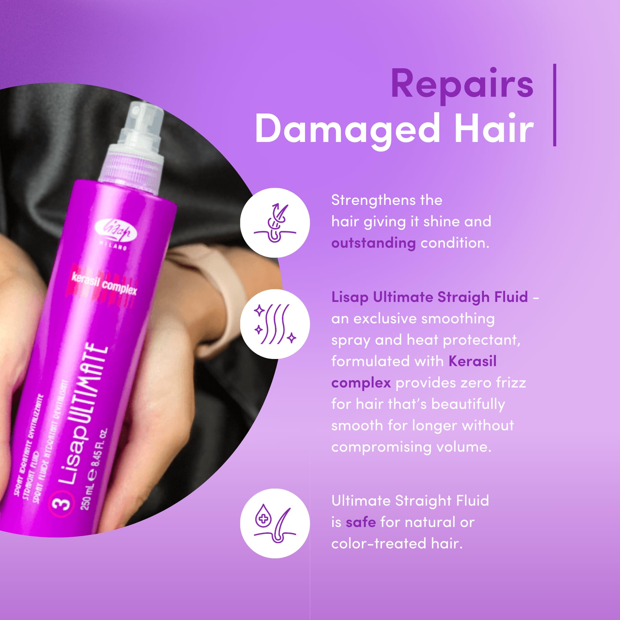 Lisap Heat Protectant on hair during blow-dry for radiant finish
