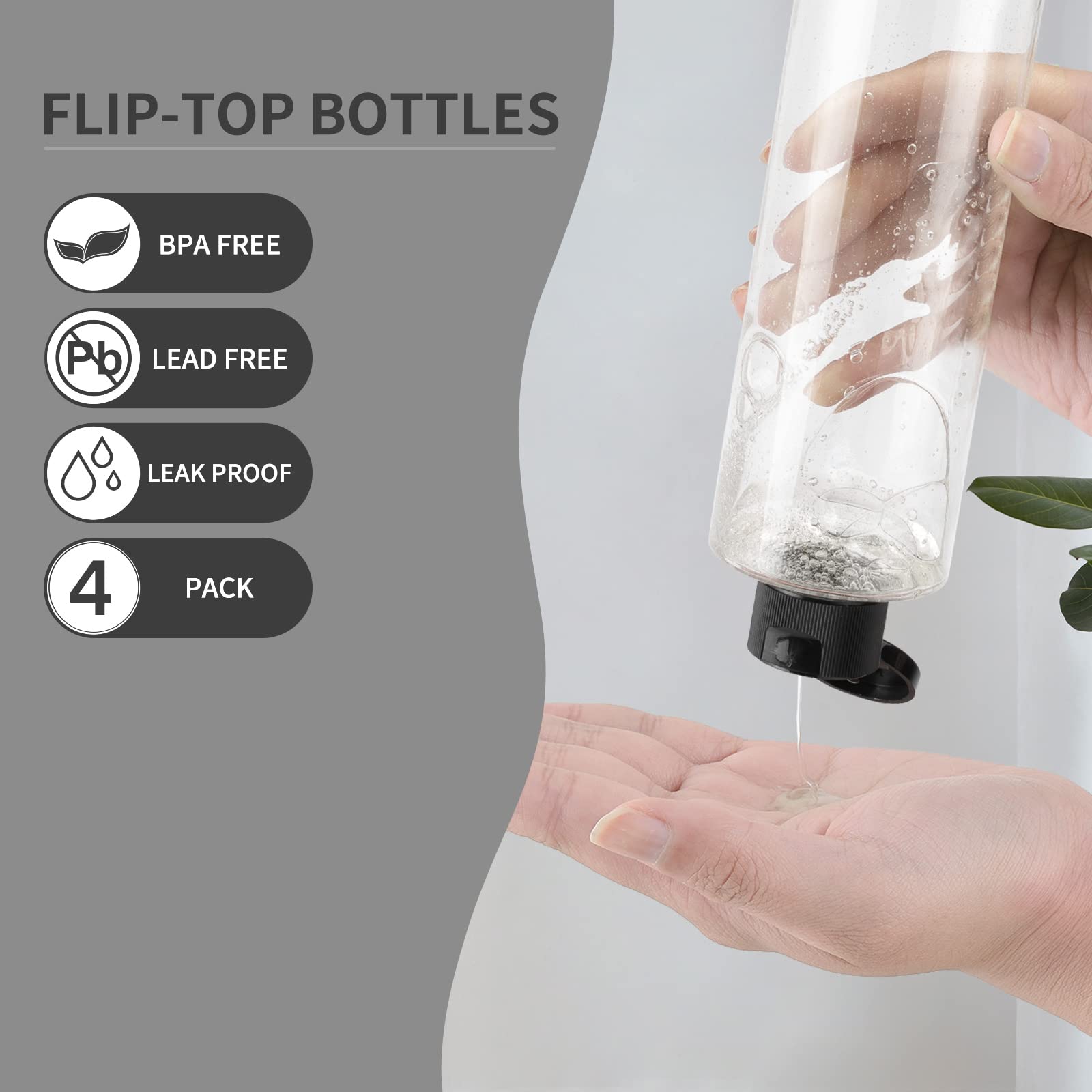 LISAPACK 250ml travel bottles in clear plastic ideal for compact makeup remover oil on trips