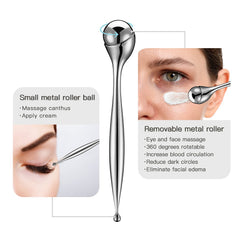 LISAPACK eye cream application image with magnet rollerball highlighting easy, clean cream absorption.