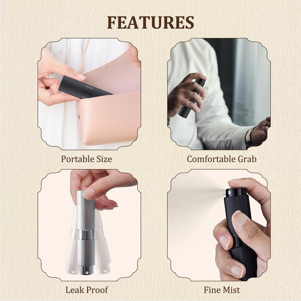 LISAPACK perfume travel atomizer aluminum exterior glass interior for durable protection.