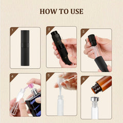LISAPACK perfume travel atomizer top view striped silver compact form factor.