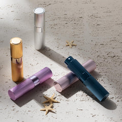LISAPACK perfume travel atomizer 8ml striped gold portable fragrance on the go.
