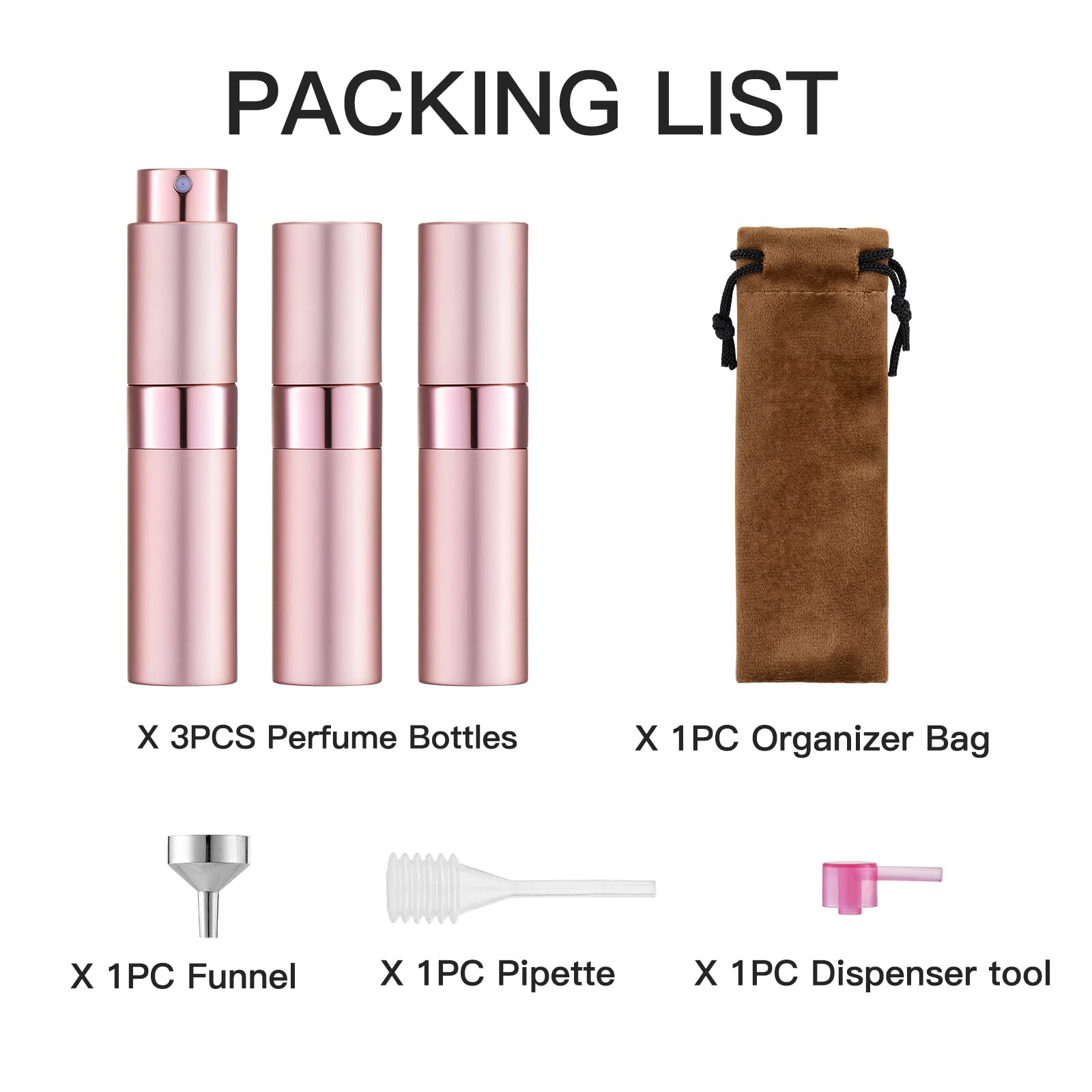 LISAPACK refillable spray bottle in pink travel set ready to fill.