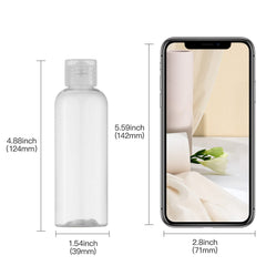 LISAPACK 3-4oz clear bottles highlight TSA-ready size for easy carry-on packing.